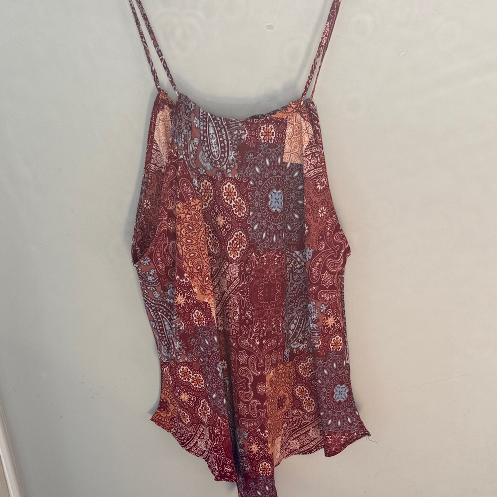 Daytrip Red and Orange Paisley Tank Top